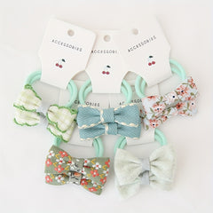 10pcs Flower Hair Bows Elastic Hair Ties & Scrunchies