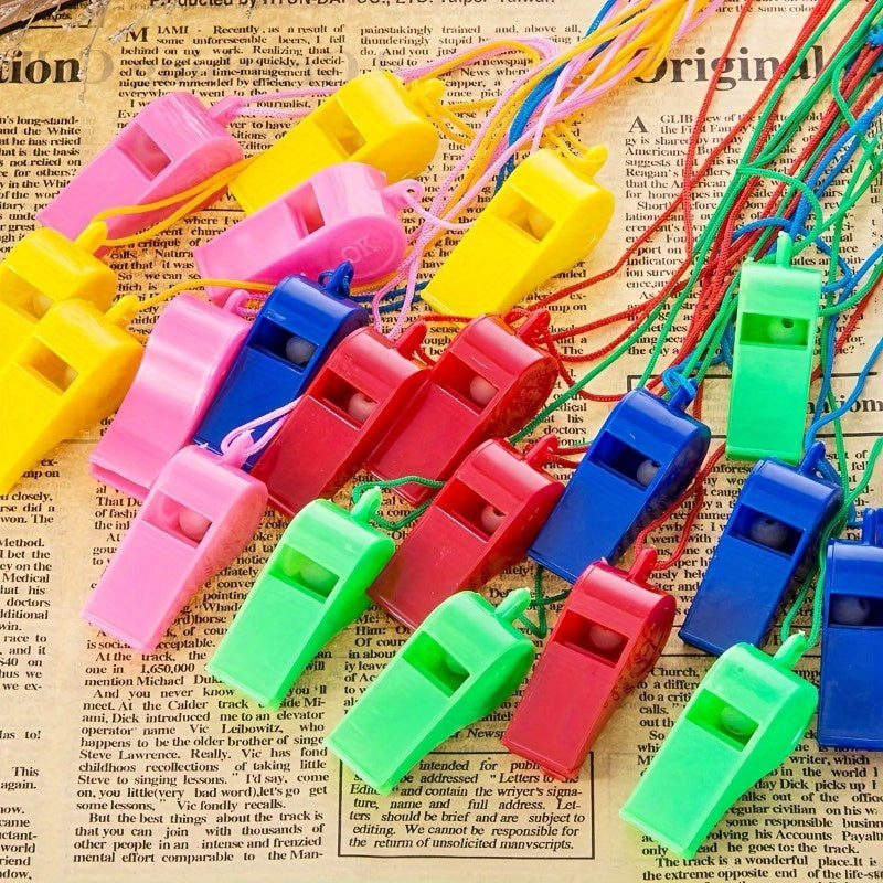 100pcs Portable Plastic Whistle For Sports Cheering and Emergencies