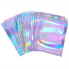 30pcs Smell Proof Holographic Foil Pouch Bag Zip Lock Bag For Food Candy Jewelry