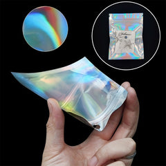 30pcs Smell Proof Holographic Foil Pouch Bag Zip Lock Bag For Food Candy Jewelry