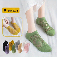 8 Pairs Breathable Mesh Ankle Socks for Running Sports