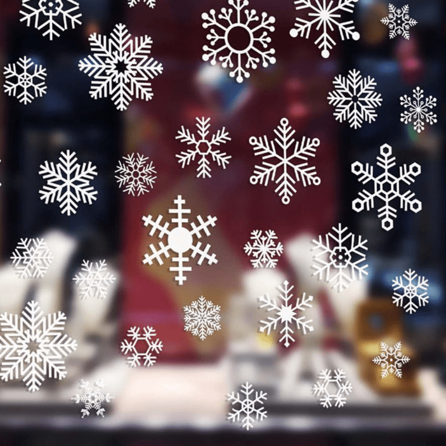 27pcs Christmas Snow Flakes Wall Sticker Set Vinyl Art Decal Window Stickers