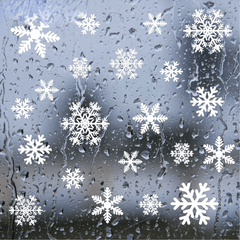 27pcs Christmas Snow Flakes Wall Sticker Set Vinyl Art Decal Window Stickers