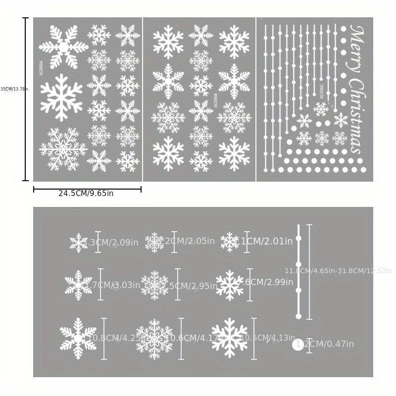 27pcs Christmas Snow Flakes Wall Sticker Set Vinyl Art Decal Window Stickers