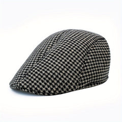 Plaid Woolen Beret Warm Hat Casual Vintage Cabbie Cap For Men