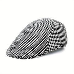 Plaid Woolen Beret Warm Hat Casual Vintage Cabbie Cap For Men