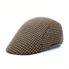 Plaid Woolen Beret Warm Hat Casual Vintage Cabbie Cap For Men