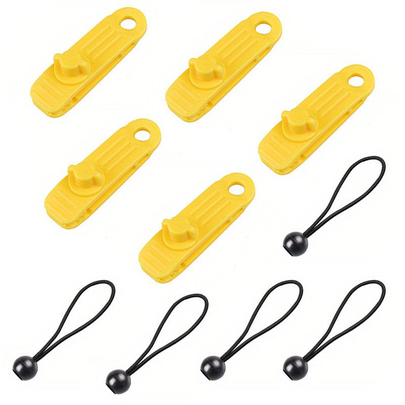 5pcs Portable Clips & 5pcs Elastic Ropes Awning Tent Clamps Canopy Lashing Buckl