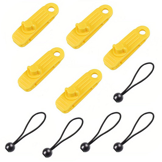 5pcs Portable Clips & 5pcs Elastic Ropes Awning Tent Clamps Canopy Lashing Buckl