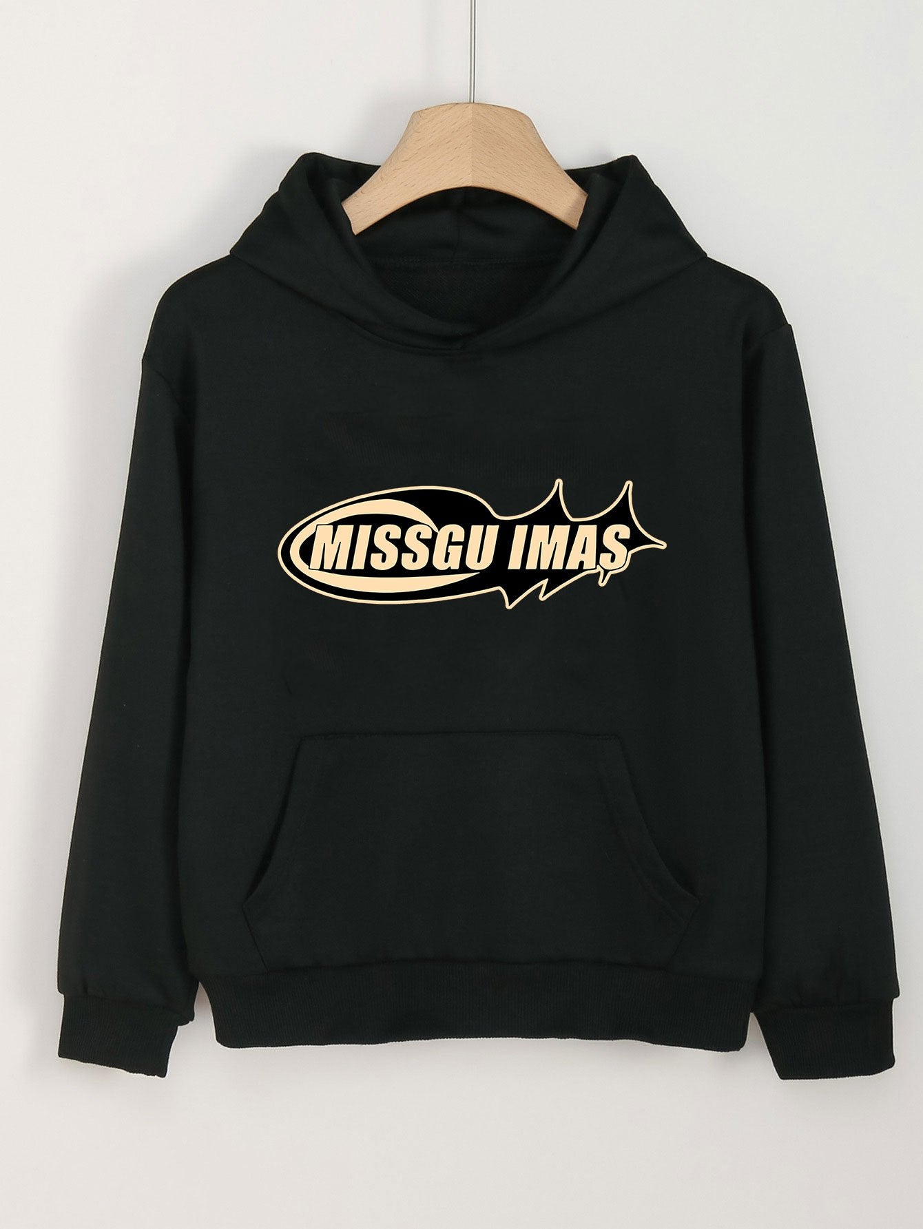 Missgu Imas Pattern Hooded Sweatshirt for Girls