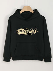 Missgu Imas Pattern Hooded Sweatshirt for Girls