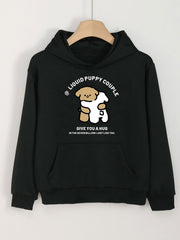 Girls Cartoon Dogs Hooded Sweatshirt For Spring And Autumn