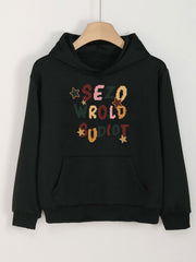 Girls Cartoon Alphabets Pattern Hooded Sweatshirt