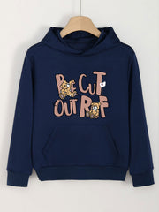 Girls Cartoon Bear Pattern Hooded Sweatshirt for Spring and Autumn