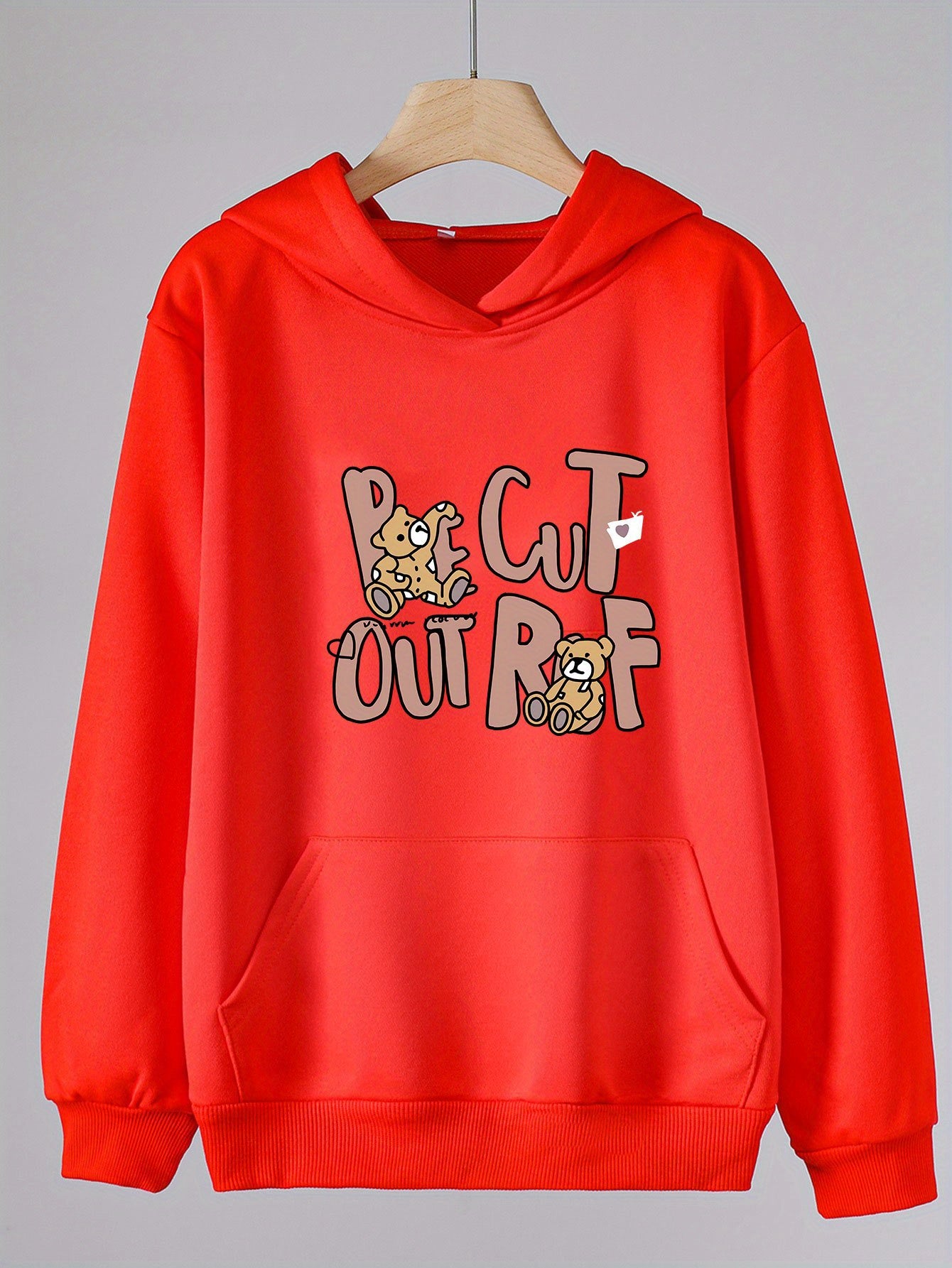 Girls Cartoon Bear Pattern Hooded Sweatshirt for Spring and Autumn