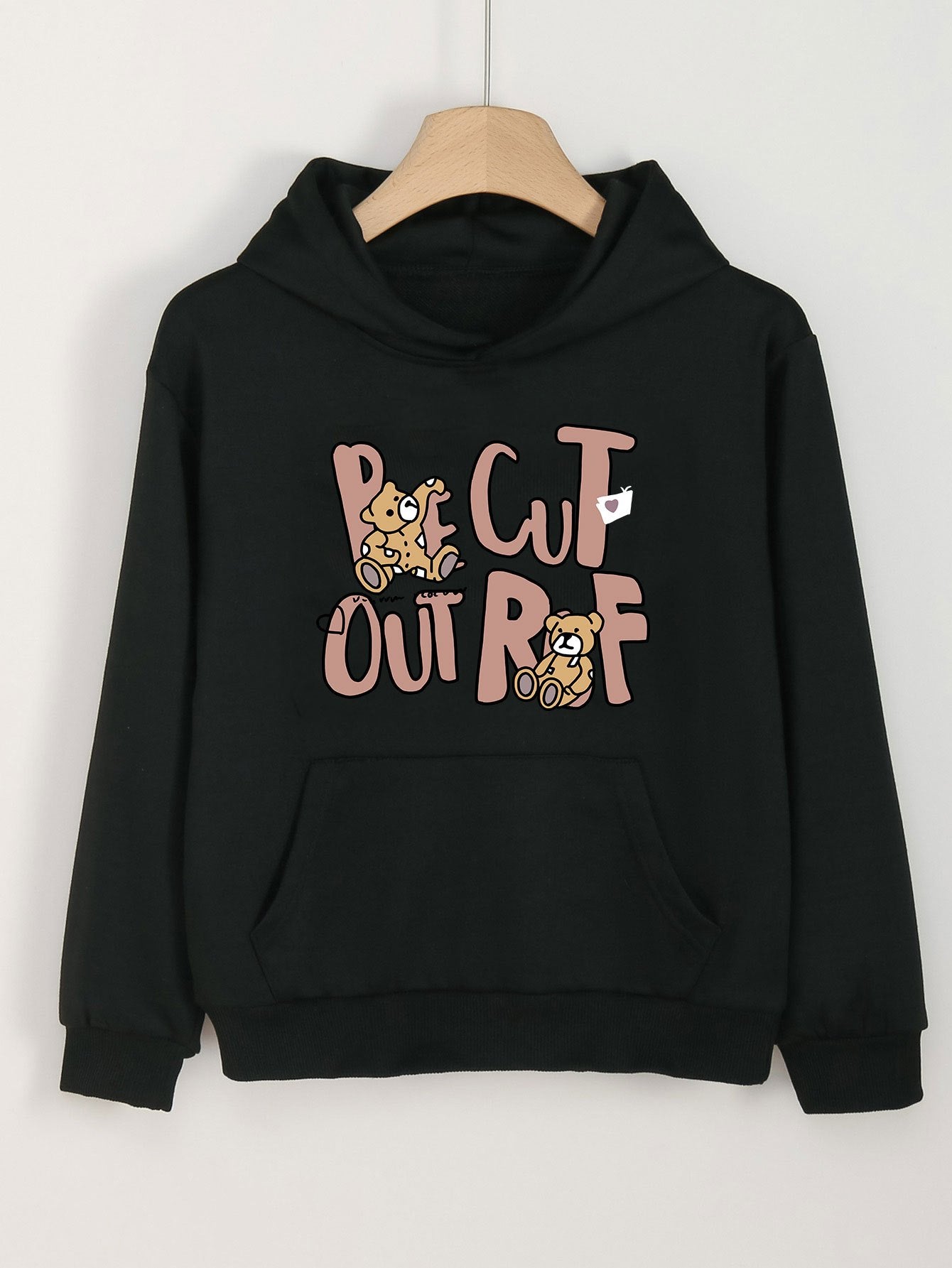 Girls Cartoon Bear Pattern Hooded Sweatshirt for Spring and Autumn