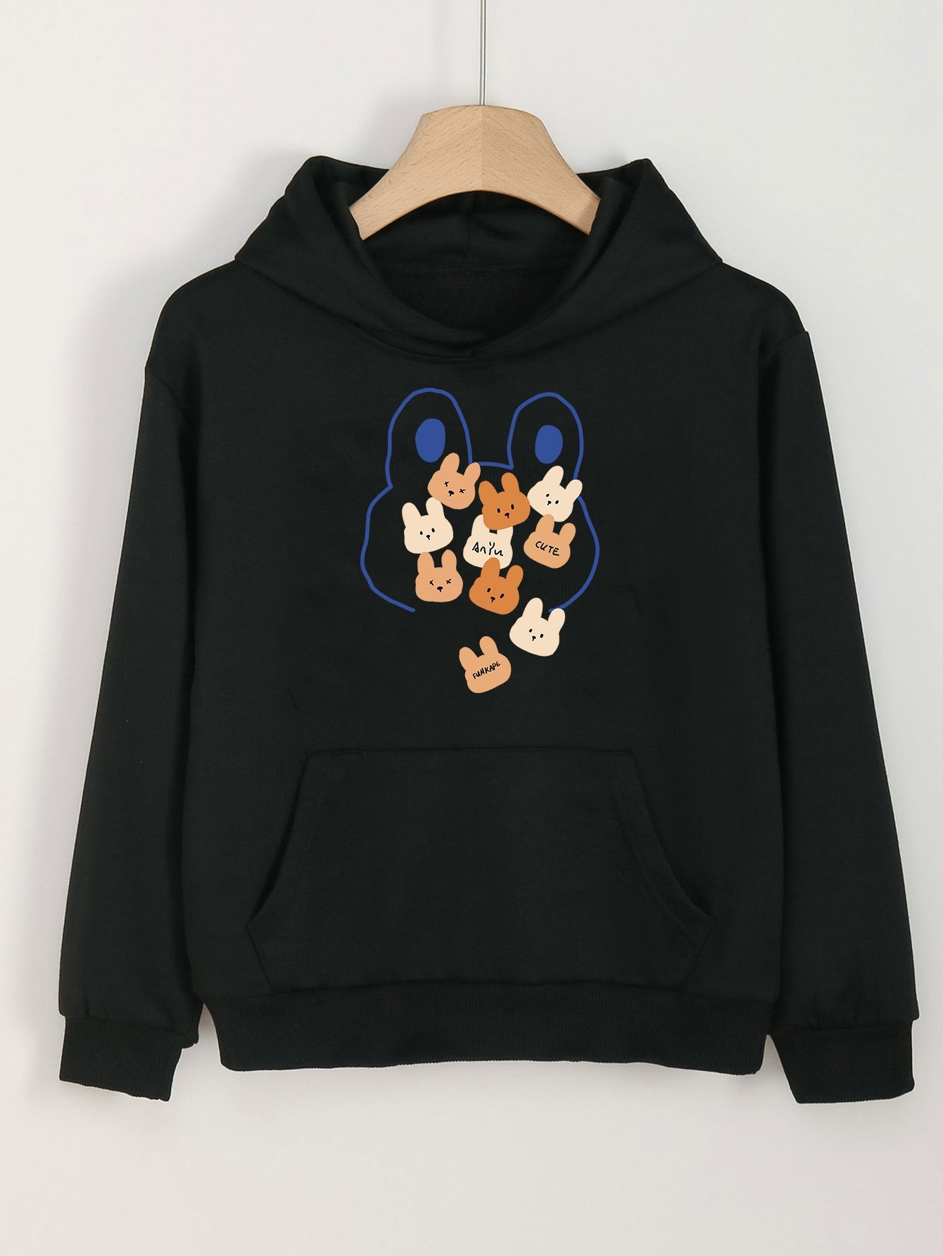 Girls Cartoon Rabbits Hooded Sweatshirt For Spring