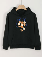 Girls Cartoon Rabbits Hooded Sweatshirt For Spring
