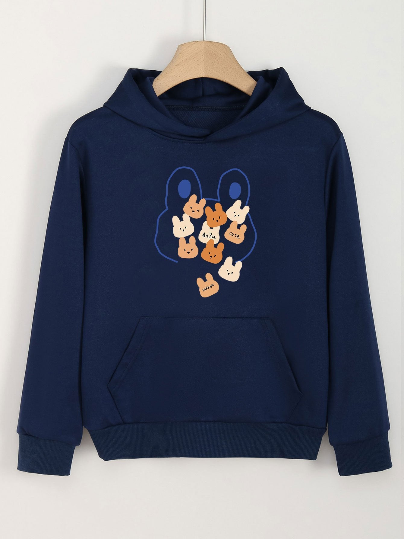 Girls Cartoon Rabbits Hooded Sweatshirt For Spring