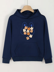Girls Cartoon Rabbits Hooded Sweatshirt For Spring