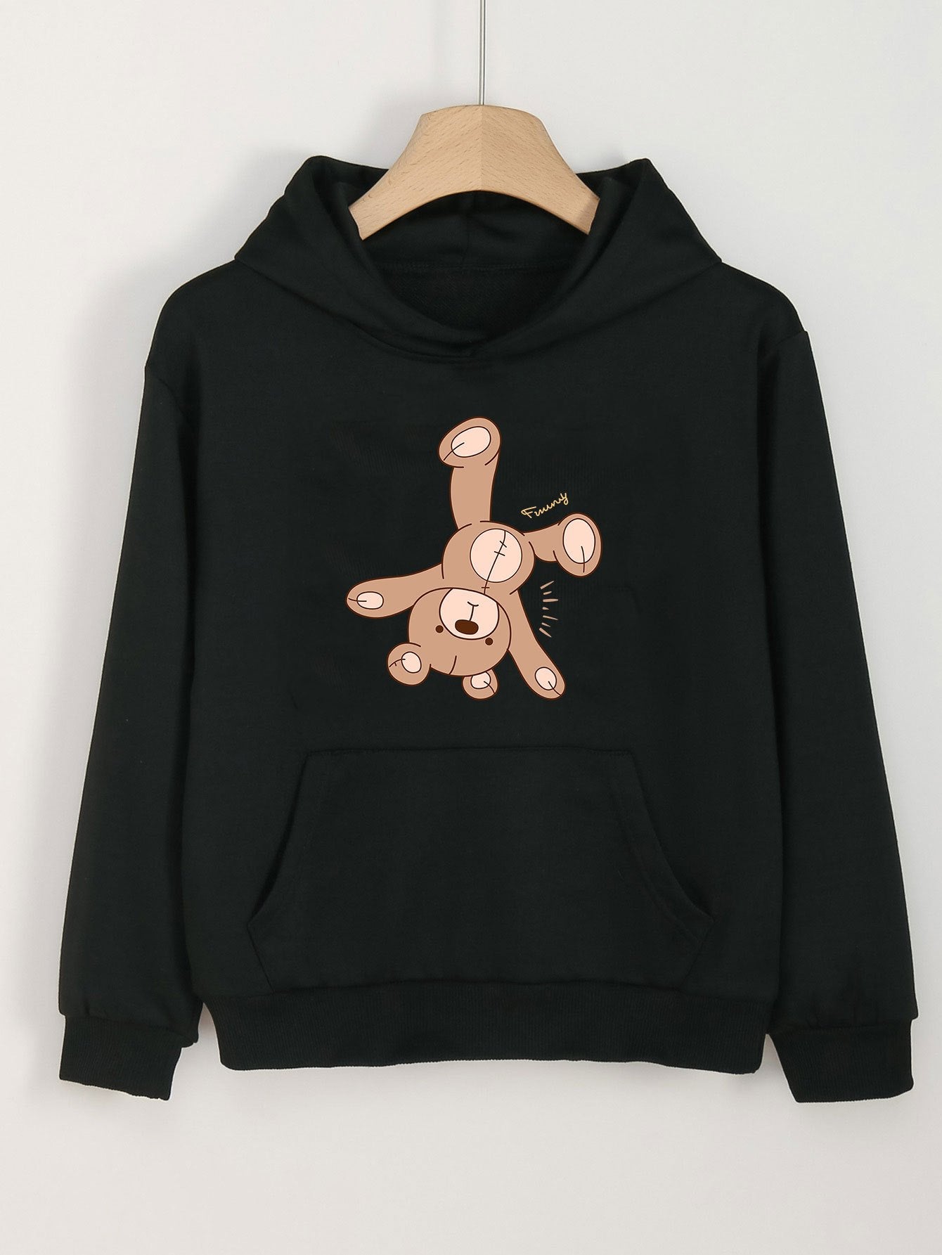 Girls Cartoon Bear Hooded Sweatshirt for Spring/Autumn