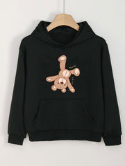 Girls Cartoon Bear Hooded Sweatshirt for Spring/Autumn