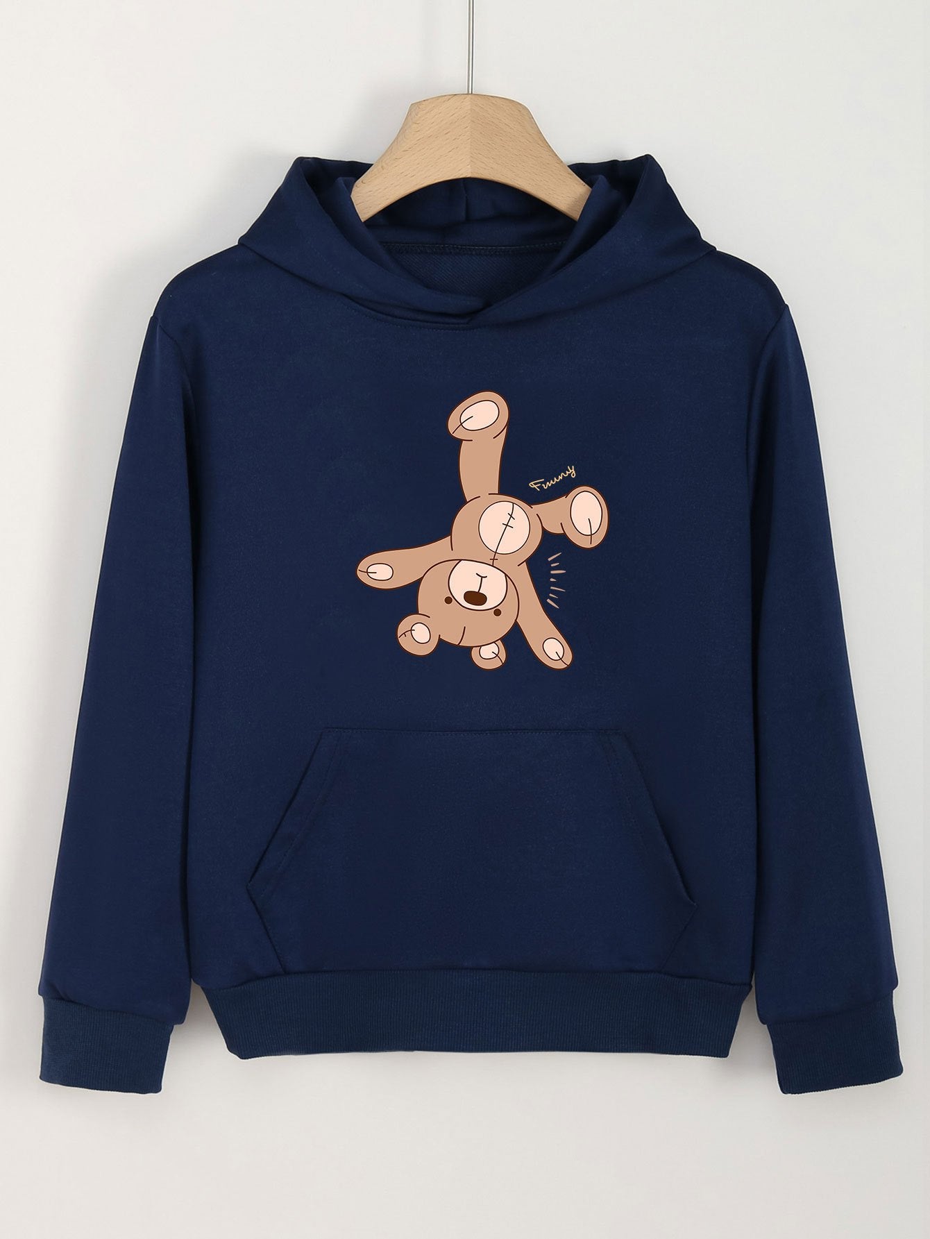 Girls Cartoon Bear Hooded Sweatshirt for Spring/Autumn