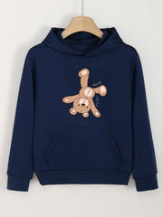 Girls Cartoon Bear Hooded Sweatshirt for Spring/Autumn