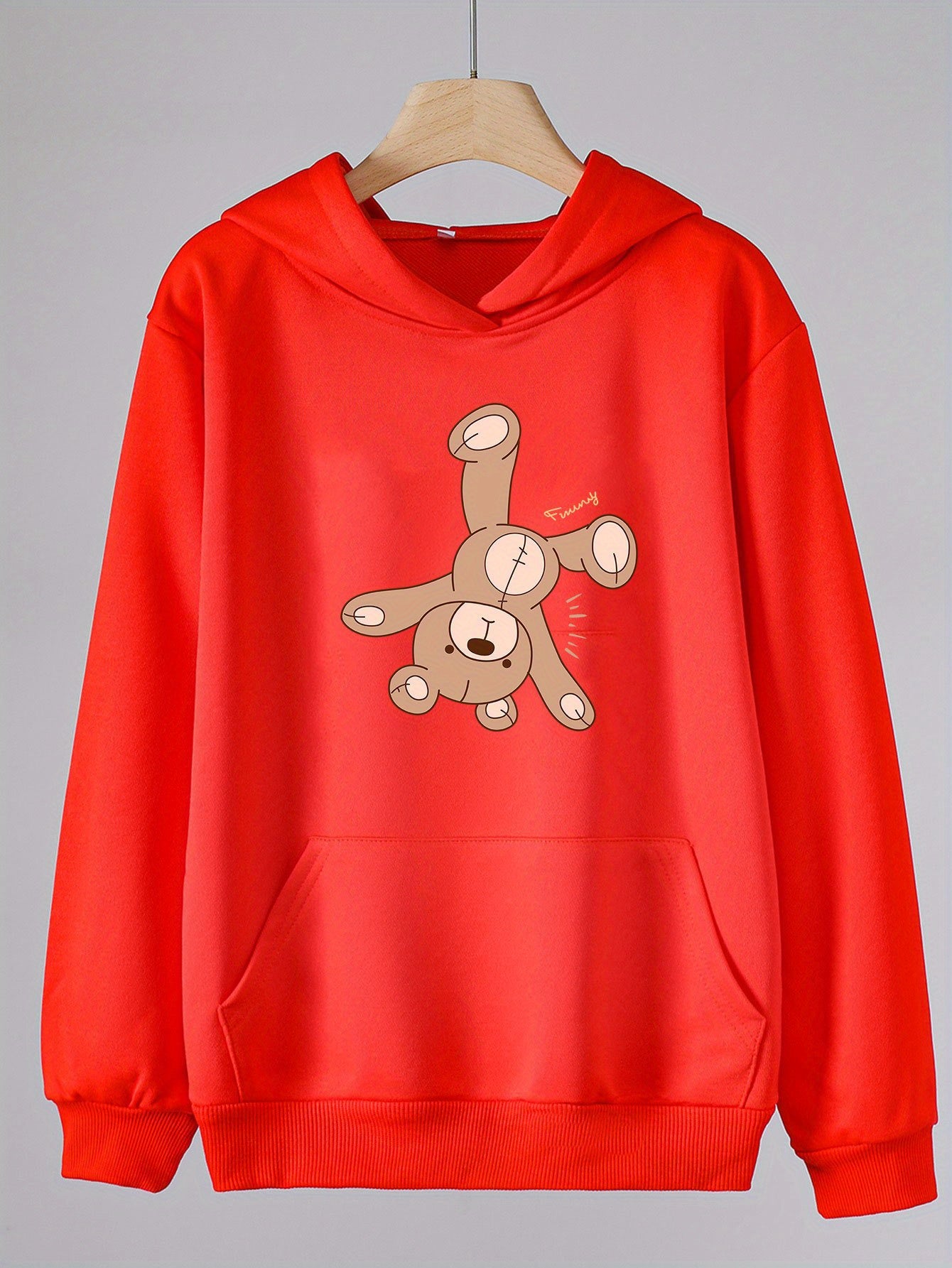 Girls Cartoon Bear Hooded Sweatshirt for Spring/Autumn
