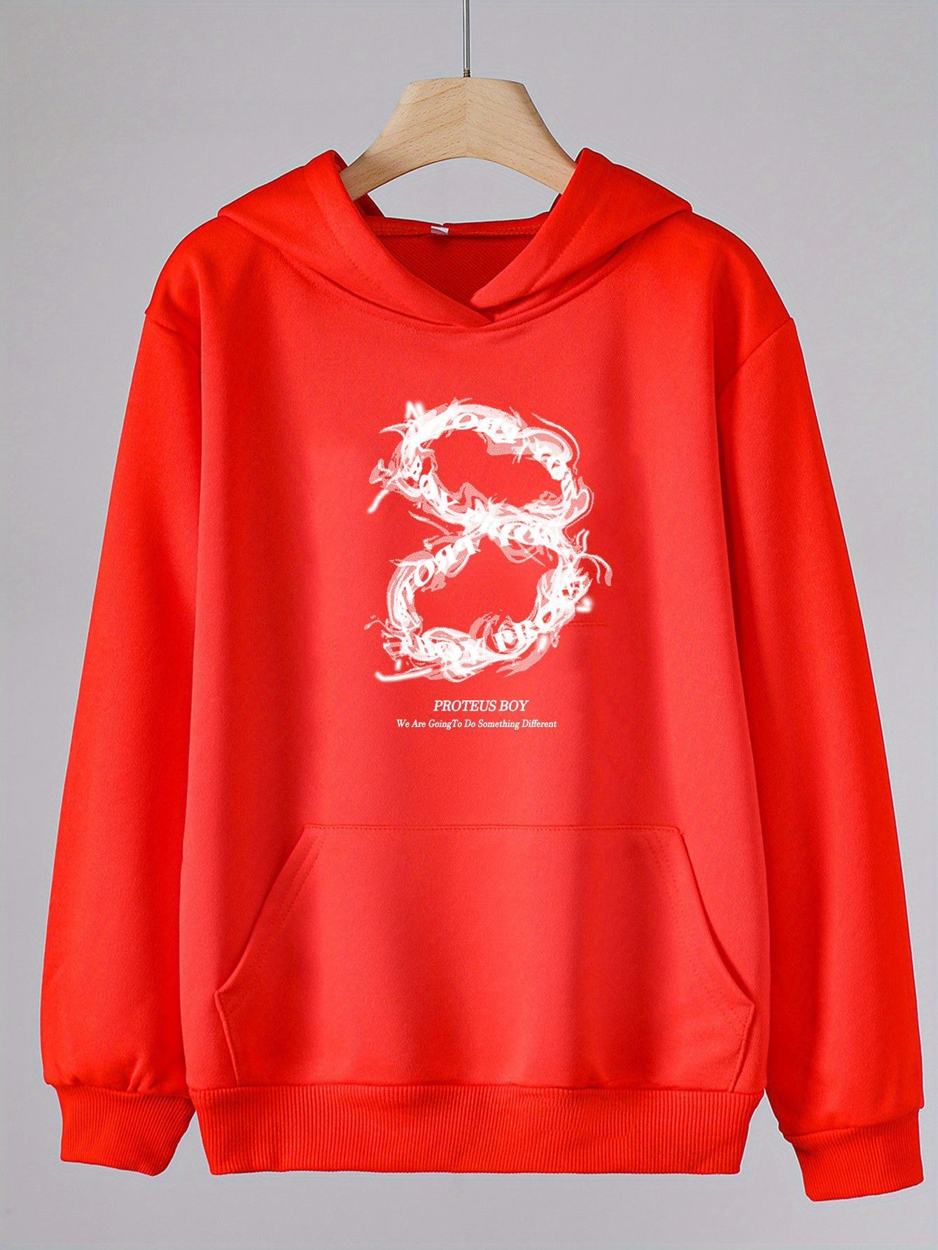 Girls Number 8 Long Sleeve Hooded Sweatshirt for Spring and Autumn