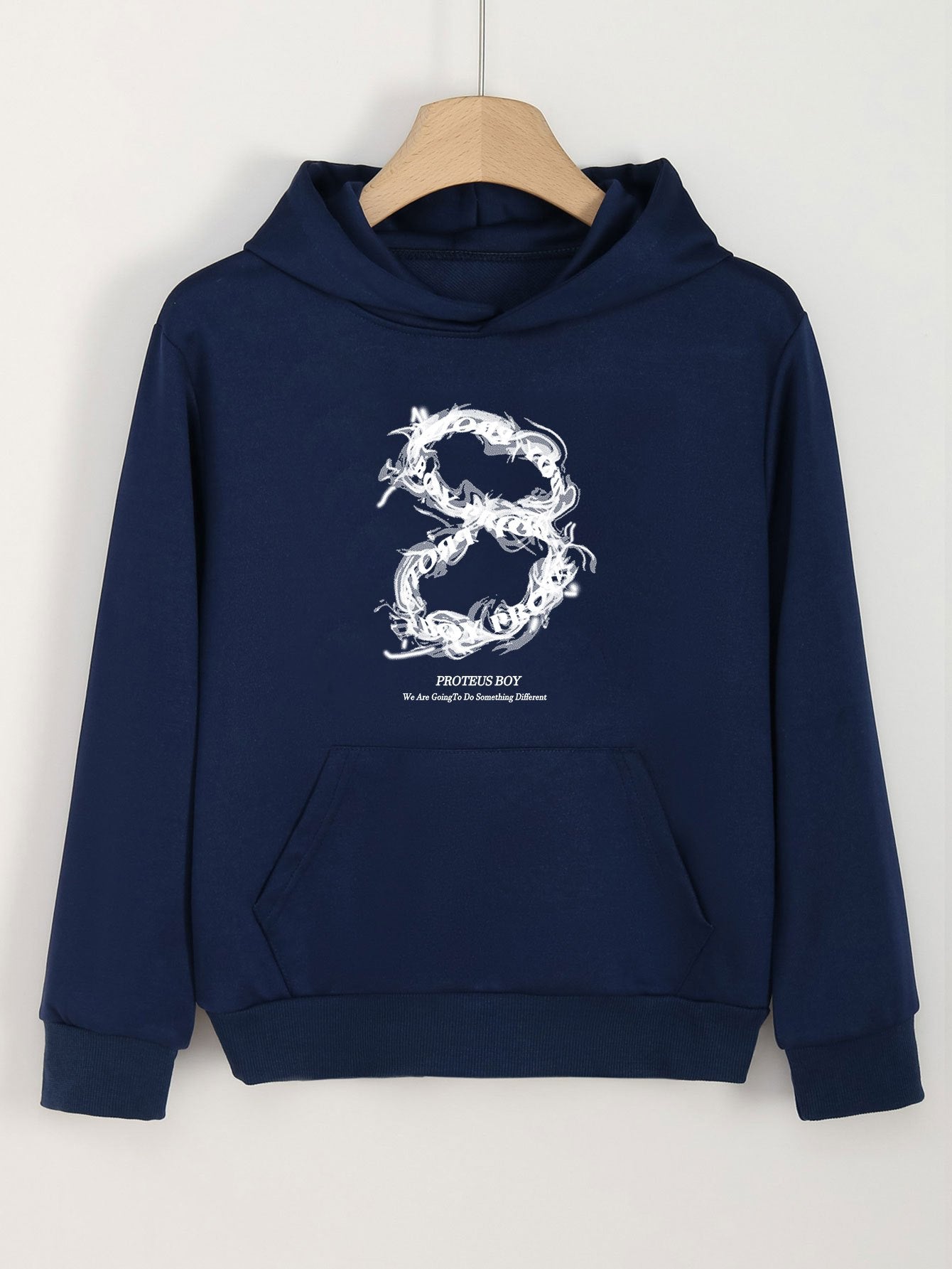 Girls Number 8 Long Sleeve Hooded Sweatshirt for Spring and Autumn
