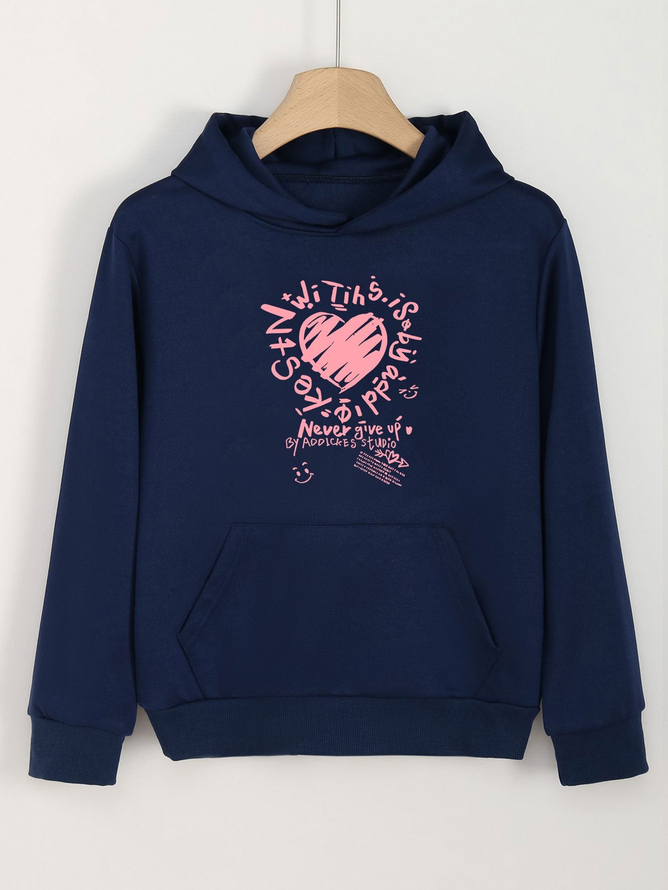 Girls Cartoon Heart Hooded Sweatshirt for Spring and Autumn