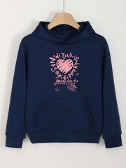 Girls Cartoon Heart Hooded Sweatshirt for Spring and Autumn