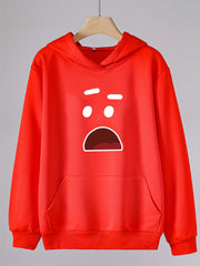 Girls Cartoon Suprise Face Long Sleeve Hooded Sweatshirt