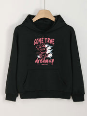 Girls Rabbit & Flower Long Sleeve Hoodie For Spring & Autumn