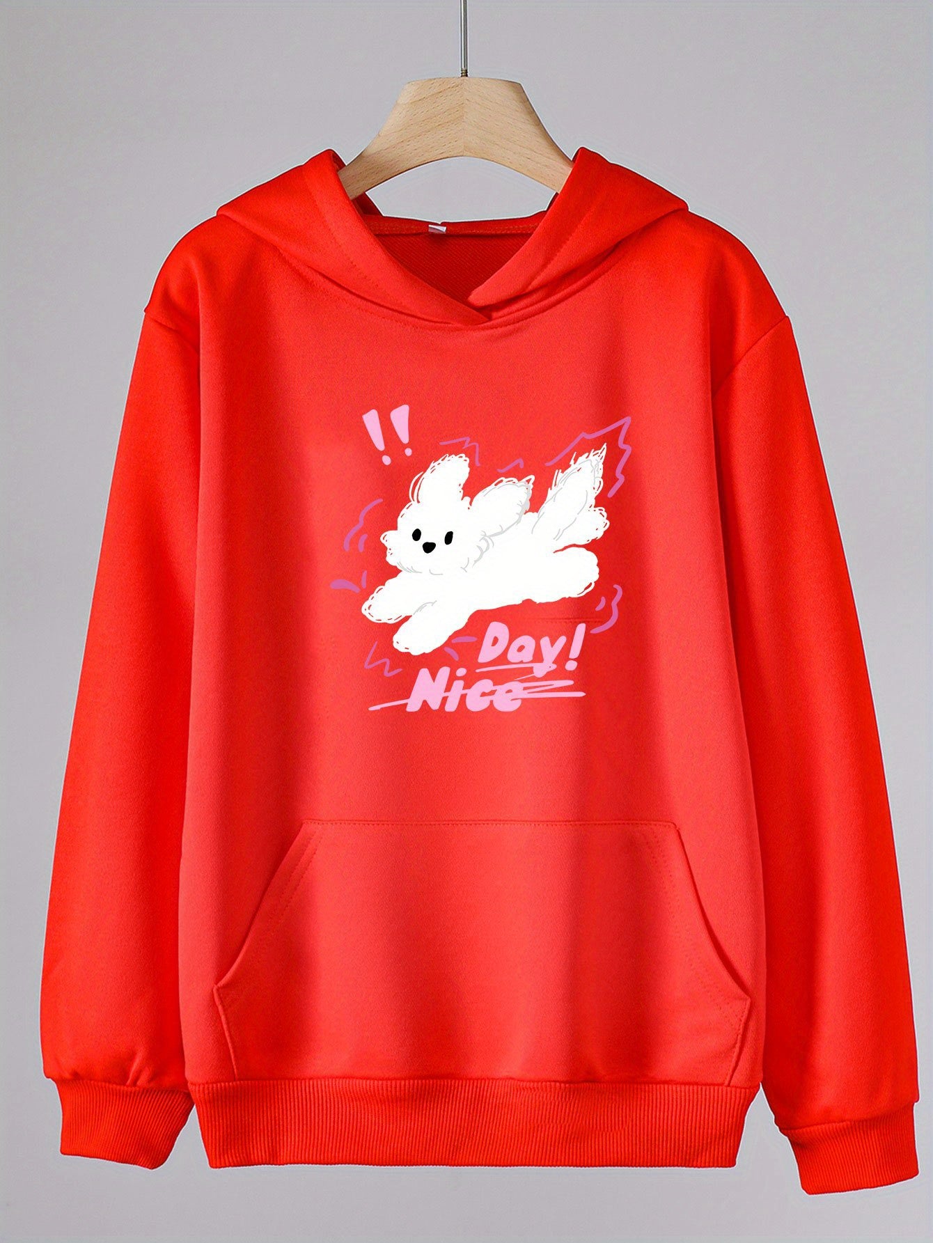Girls Cartoon Dog Pattern Long Sleeve Hooded Sweatshirt For Spring