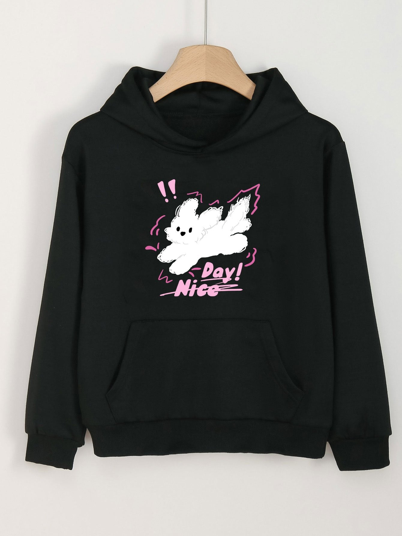 Girls Cartoon Dog Pattern Long Sleeve Hooded Sweatshirt For Spring