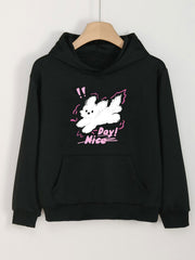Girls Cartoon Dog Pattern Long Sleeve Hooded Sweatshirt For Spring