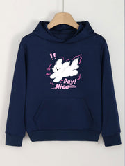 Girls Cartoon Dog Pattern Long Sleeve Hooded Sweatshirt For Spring