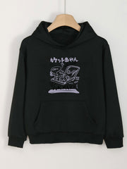 Girls Cartoon Garbage Pattern Hooded Sweatshirt for Outdoor Activities