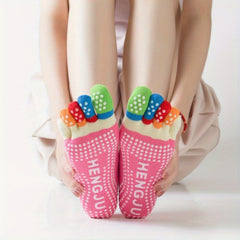 Colorful Five Toe Split Non Slip Silicone Grip Socks