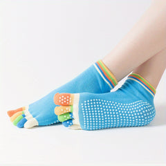 Colorful Five Toe Split Non Slip Silicone Grip Socks