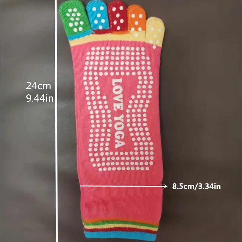 Colorful Five Toe Split Non Slip Silicone Grip Socks