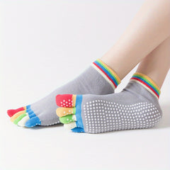 Colorful Five Toe Split Non Slip Silicone Grip Socks