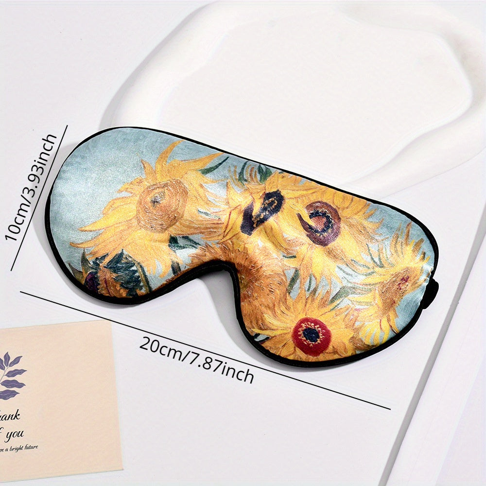 Plant Flower Printed Eye Mask Light Blocking for Yoga Travel Nap