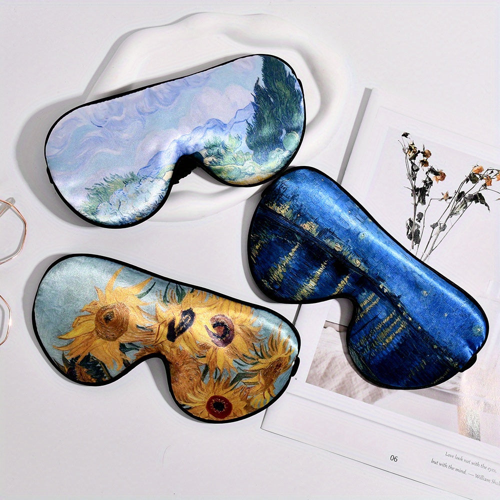 Plant Flower Printed Eye Mask Light Blocking for Yoga Travel Nap