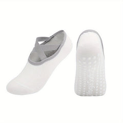 Women's Yoga Socks Non Slip Cross Strap Sports Socks With Extra Grips