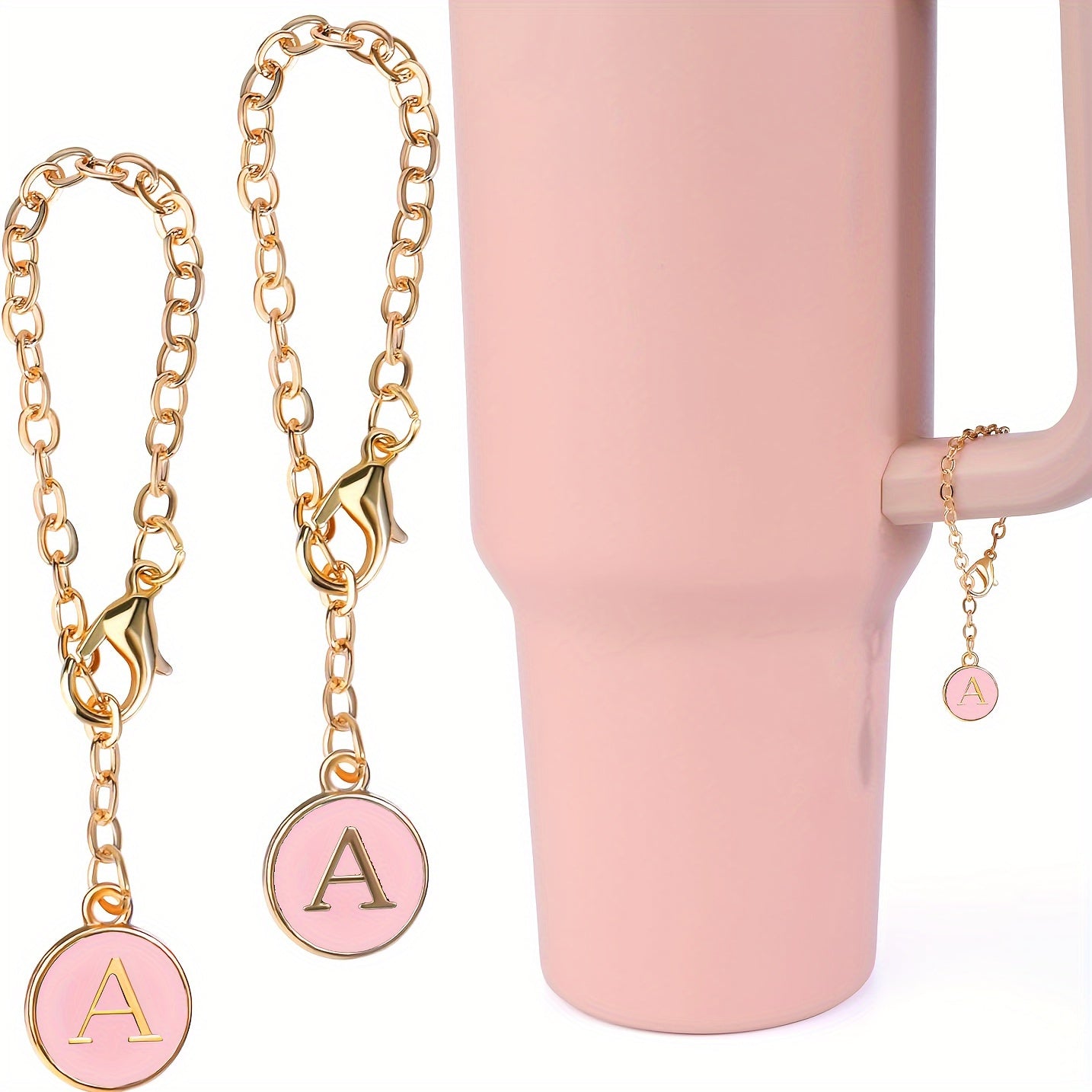 1pc ID Initial Letter Cup Handle Charm Cup Identification Decorative Pendant