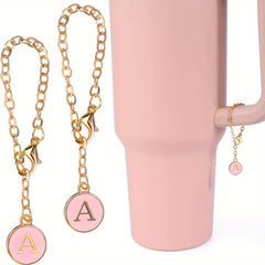 1pc ID Initial Letter Cup Handle Charm Cup Identification Decorative Pendant