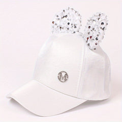 Casual Baseball Cap Sequin Cartoon Ears Hat Boys Girls Mesh Hole Cap